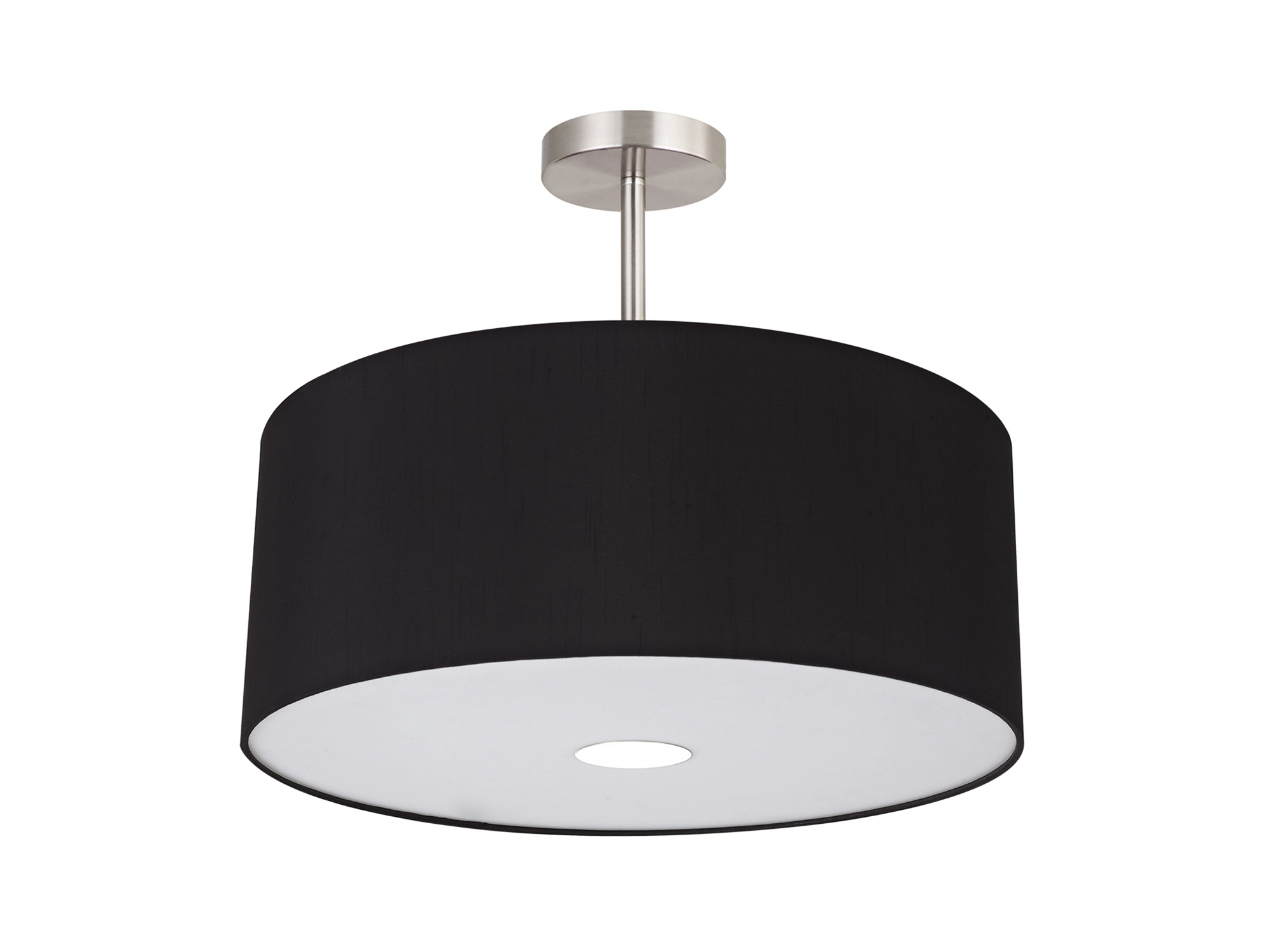 Baymont 50cm Semi Flush 3 Light Satin Nickel, Black, Frosted Diffuser DK0431  Deco Baymont SN BL